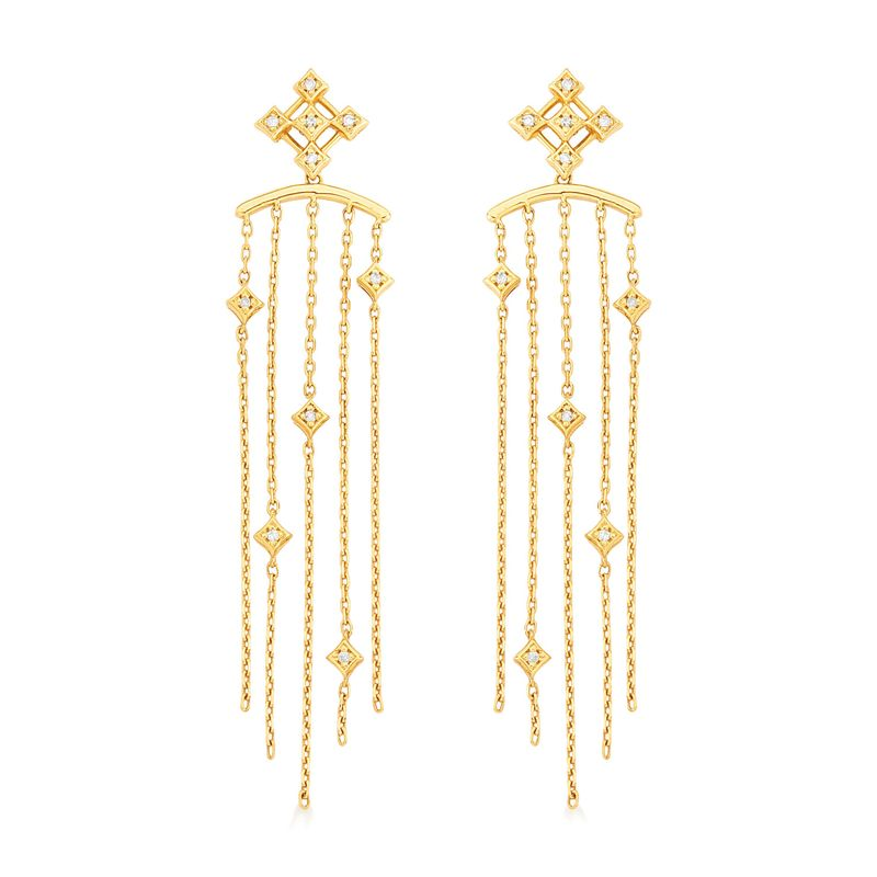 Brincos com Diamantes, em Ouro Amarelo 18K Brincos com Diamantes, em Ouro Amarelo 18K