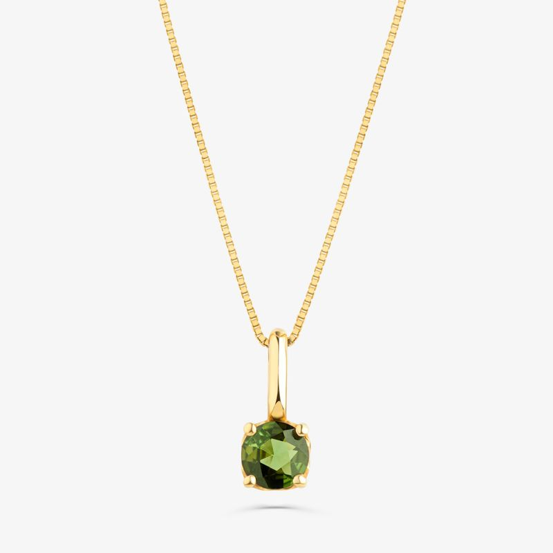 Pingente com Turmalina Verde, em Ouro Amarelo 18K Pingente com Turmalina Verde, em Ouro Amarelo 18K