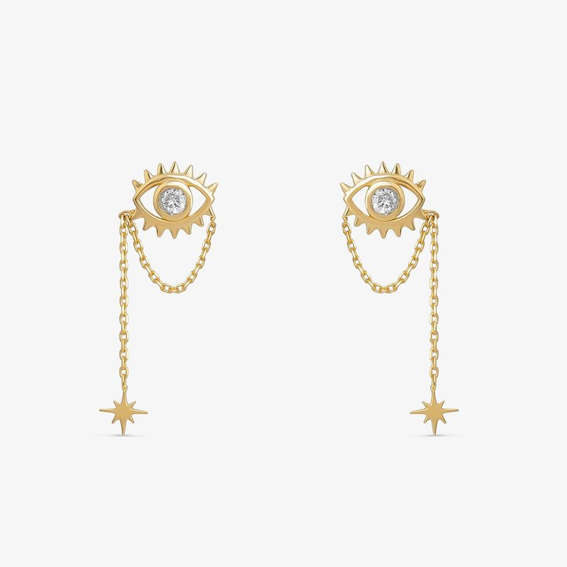 Brinco Olho Cravejado em Prata 925 com Banho de Ouro Amarelo 18k Brinco Olho Cravejado em Prata 925 com Banho de Ouro Amarelo 18k