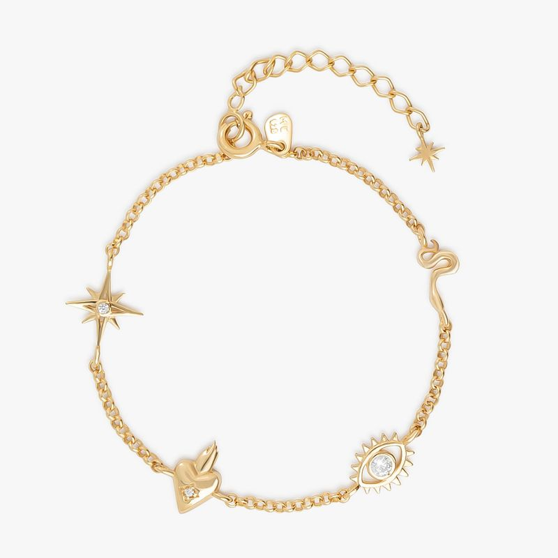 Pulseira Cravejada em Prata 925 com Banho de Ouro Amarelo 18k Pulseira Cravejada em Prata 925 com Banho de Ouro Amarelo 18k