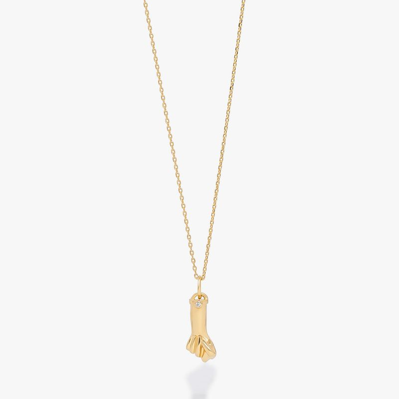 Colar Figa Cravejado em Prata 925 com Banho de Ouro Amarelo 18k
