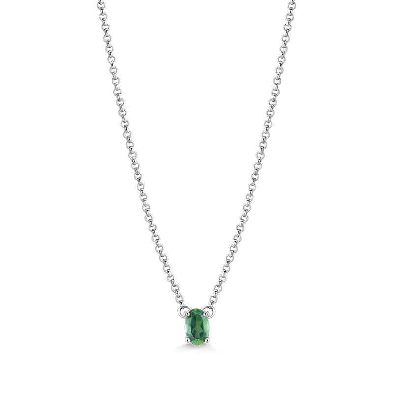 Colar Solitário com Topázio Verde em Prata 925 Colar Solitário com Topázio Verde em Prata 925