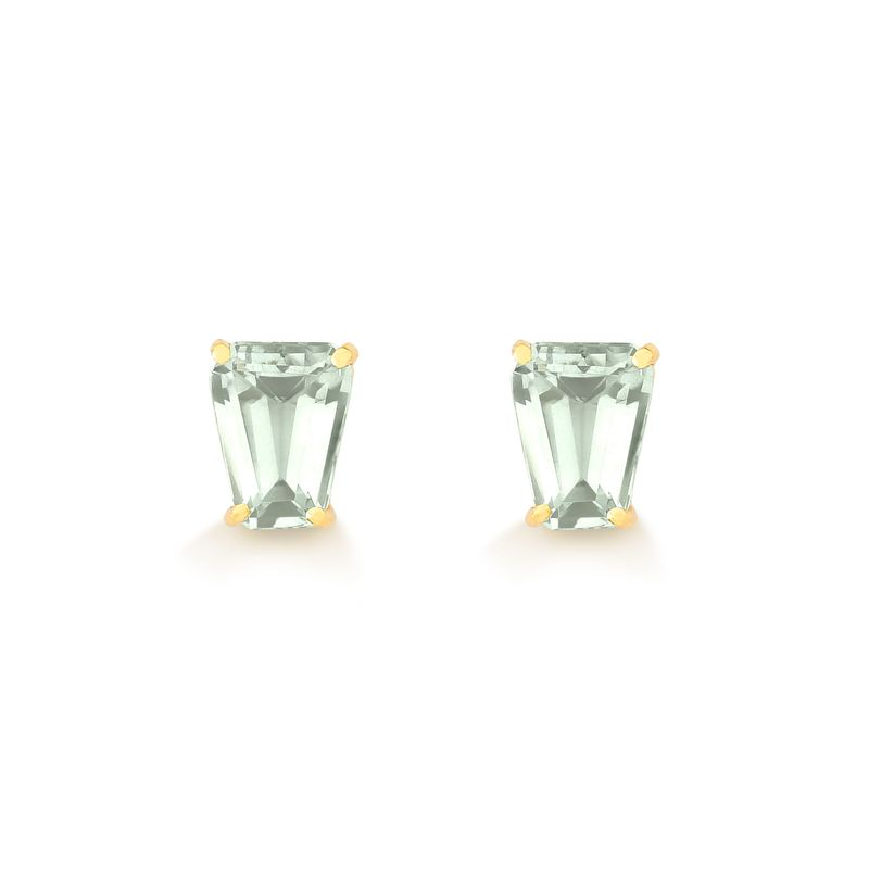 Brinco com Prasiolita , em Ouro Amarelo 18k