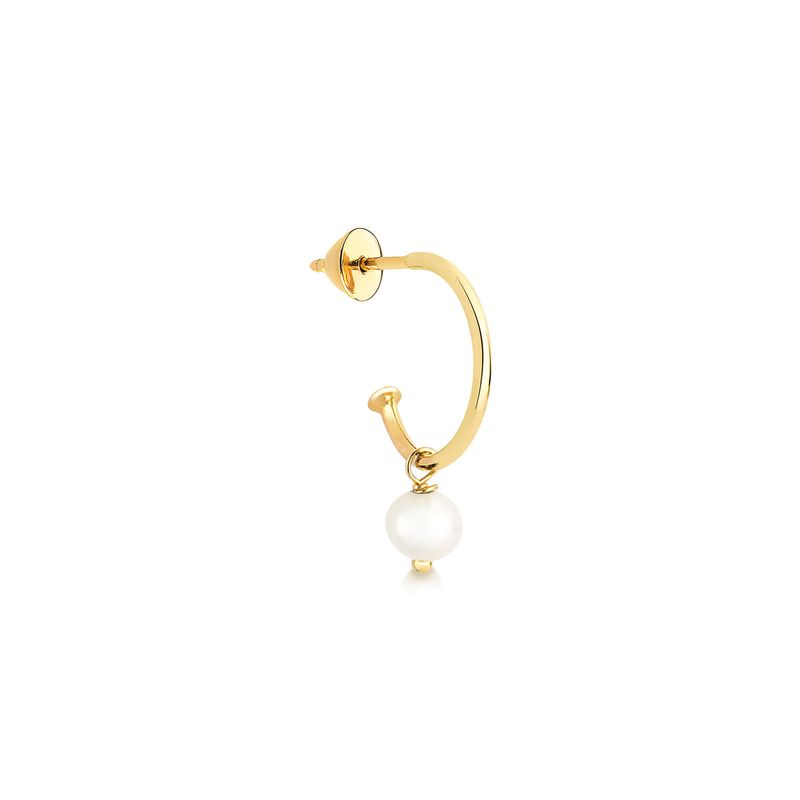 Brinco Argola Única Pérola em Ouro Amarelo 18k Brinco Argola Única Pérola em Ouro Amarelo 18k