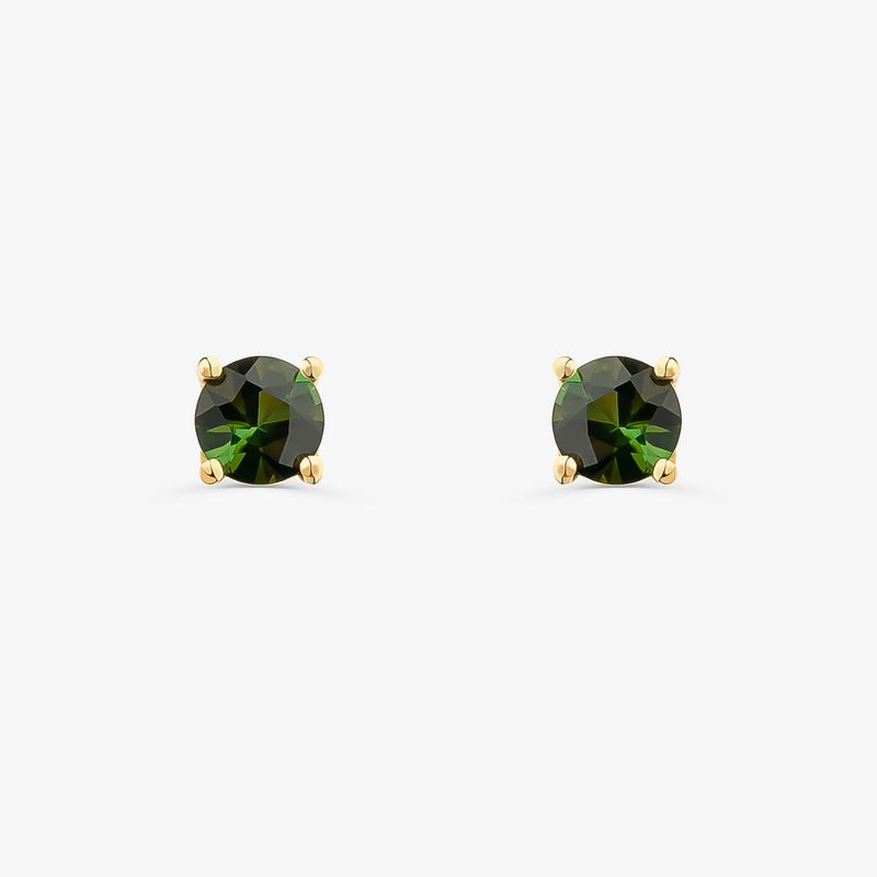 Brinco com Turmalina Verde, em Ouro Amarelo 18K