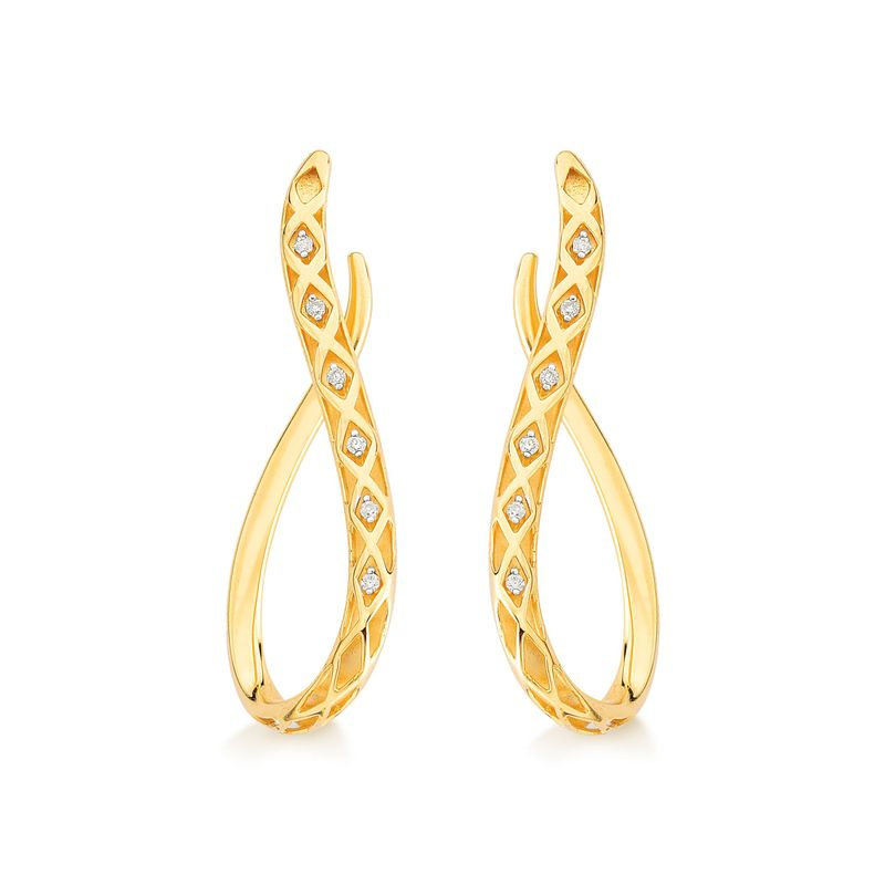 Brinco Pendurado com Diamantes, em Ouro Amarelo 18K