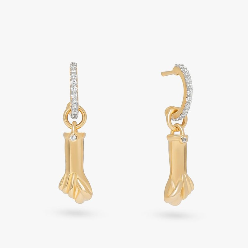Argola Figa Cravejado em Prata 925 com Banho de Ouro Amarelo 18k Argola Figa Cravejado em Prata 925 com Banho de Ouro Amarelo 18k