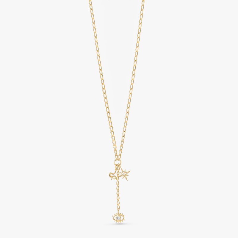 Colar Elementos Cravejado em Prata 925 com Banho de Ouro Amarelo 18k