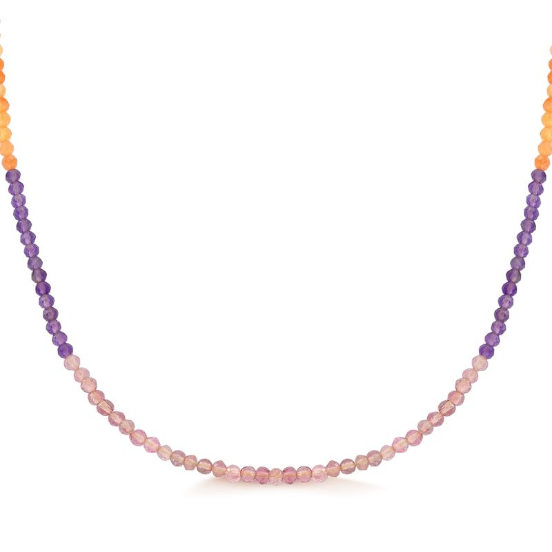 Colar em Pedra Naturais Coloridas Rainbow com Fecho em Ouro Amarelo 18k - 45 cm Colar em Pedra Naturais Coloridas Rainbow com Fecho em Ouro Amarelo 18k - 45 cm