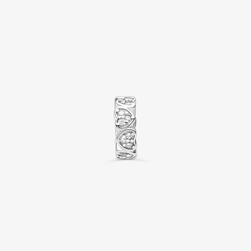 Charm Separador Coração Cravejado em Prata 925 Charm Separador Coração Cravejado em Prata 925