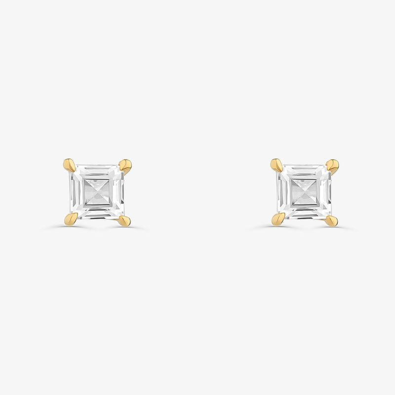 Brinco Solitário com Topázio em Prata 925 com Banho de Ouro Amarelo 18k Brinco Solitário com Topázio em Prata 925 com Banho de Ouro Amarelo 18k
