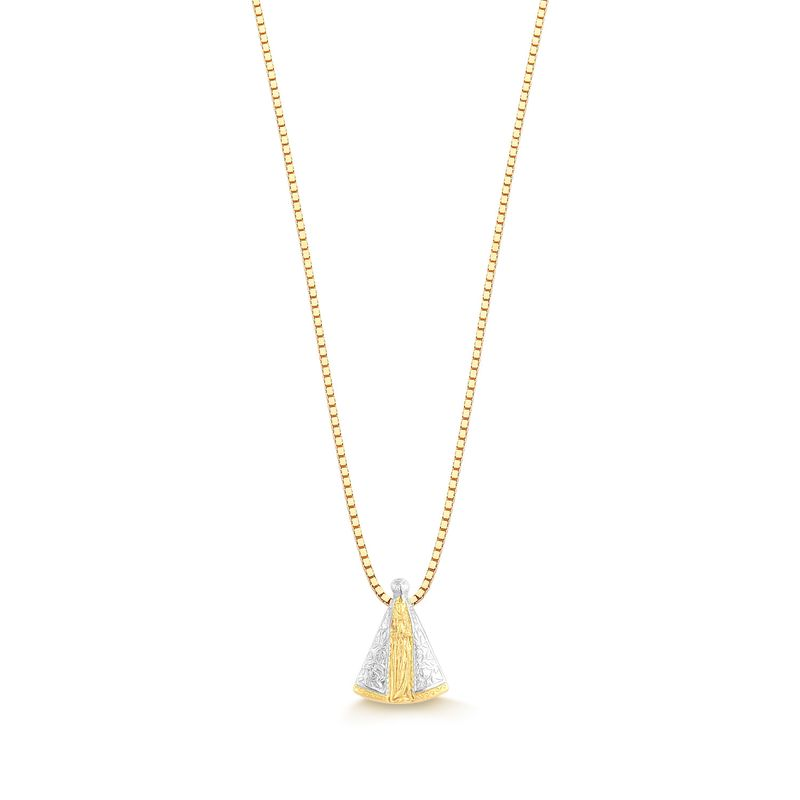 Pingente Nossa Senhora Aparecida em Ouro Amarelo e Ouro Branco 18k Pingente Nossa Senhora Aparecida em Ouro Amarelo e Ouro Branco 18k