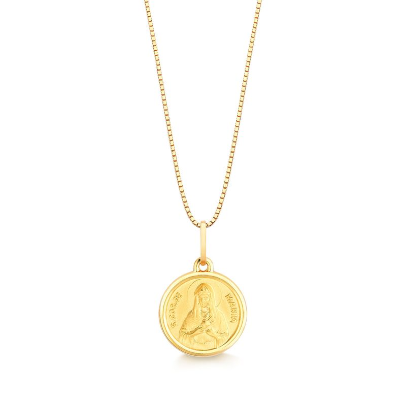 Pingente Sagrado Coração de Maria em Ouro Amarelo 18k Pingente Sagrado Coração de Maria em Ouro Amarelo 18k