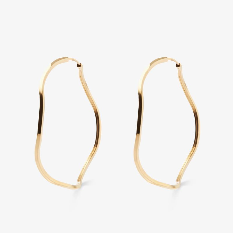 Brinco Argola Torcida Fio Quadrado em Ouro Amarelo 18k - 37mm Brinco Argola Torcida Fio Quadrado em Ouro Amarelo 18k - 37mm