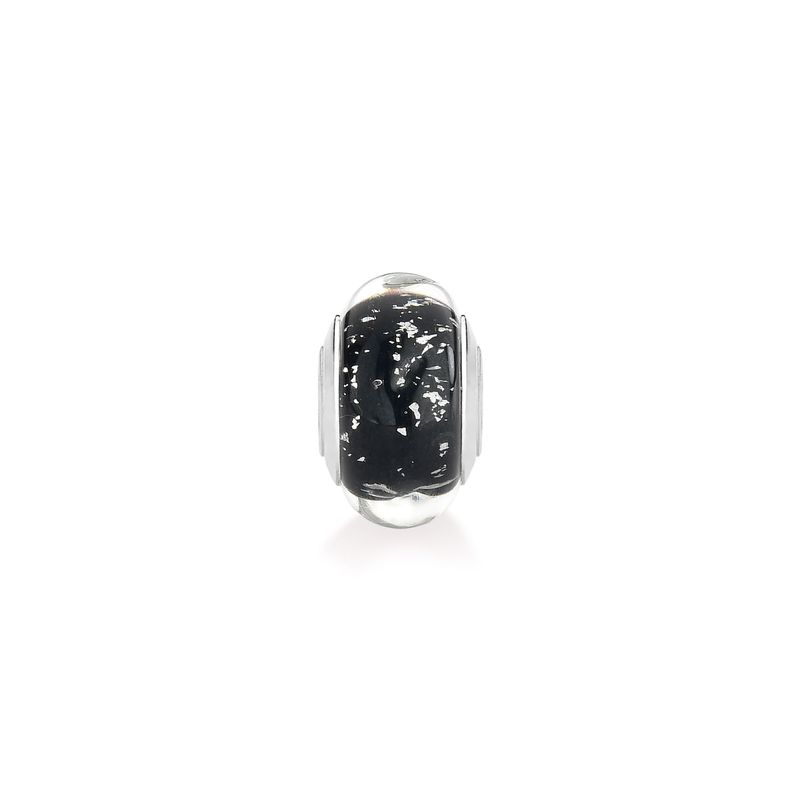 Charm Separador Preto Brilhoso em Prata 925 Charm Separador Preto Brilhoso em Prata 925