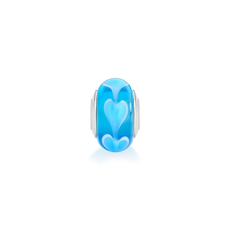 Charm Separador Coração Azul em Prata 925 Charm Separador Coração Azul em Prata 925
