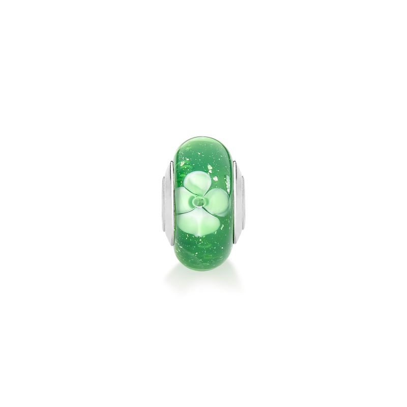 Charm Separador Flor Verde em Prata 925