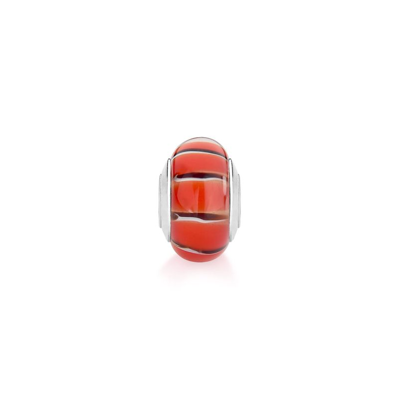Charm Separador Vermelho com Listras em Prata 925 Charm Separador Vermelho com Listras em Prata 925