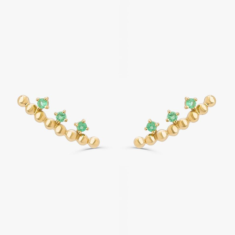 Brinco ear cuff com Esmeralda em Ouro Amarelo 18k Brinco ear cuff com Esmeralda em Ouro Amarelo 18k