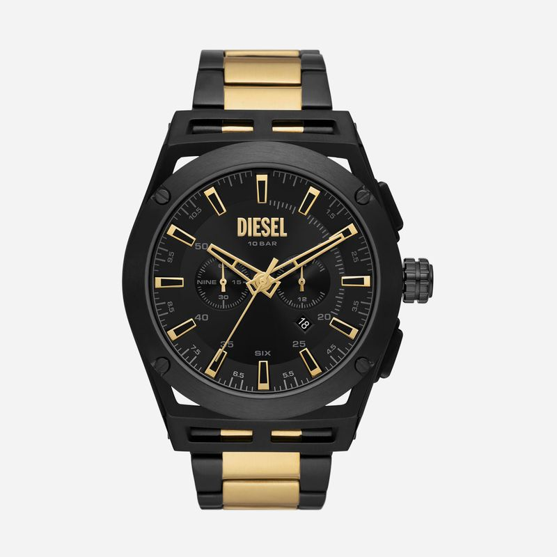 Relógio Diesel Masculino em Aço Preto e Dourado Relógio Diesel Masculino em Aço Preto e Dourado