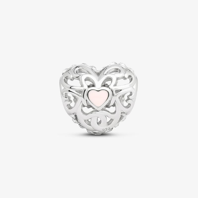 Charm Coração Vazado em Prata 925 Charm Coração Vazado em Prata 925
