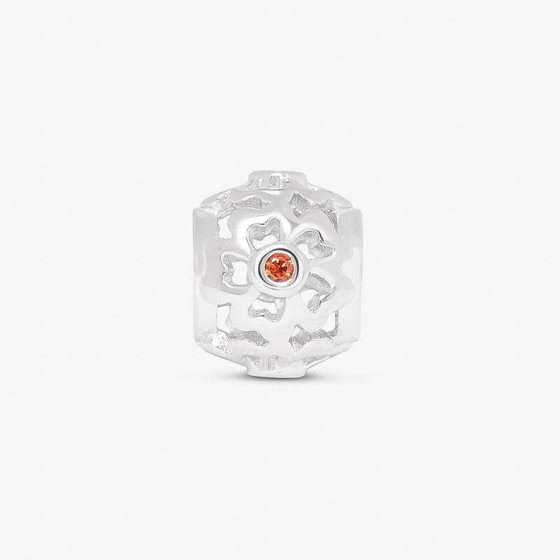 Charm Flores Cravejado em Prata 925 Charm Flores Cravejado em Prata 925