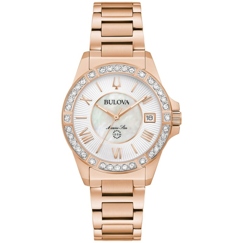 Relógio Bulova Marine Star Feminino em Aço Rosé com 24 Diamantes Relógio Bulova Marine Star Feminino em Aço Rosé com 24 Diamantes