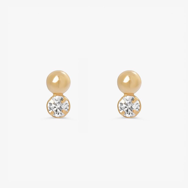 Brinco Com Zircônia Incolor em Ouro Amarelo 18k Brinco Com Zircônia Incolor em Ouro Amarelo 18k