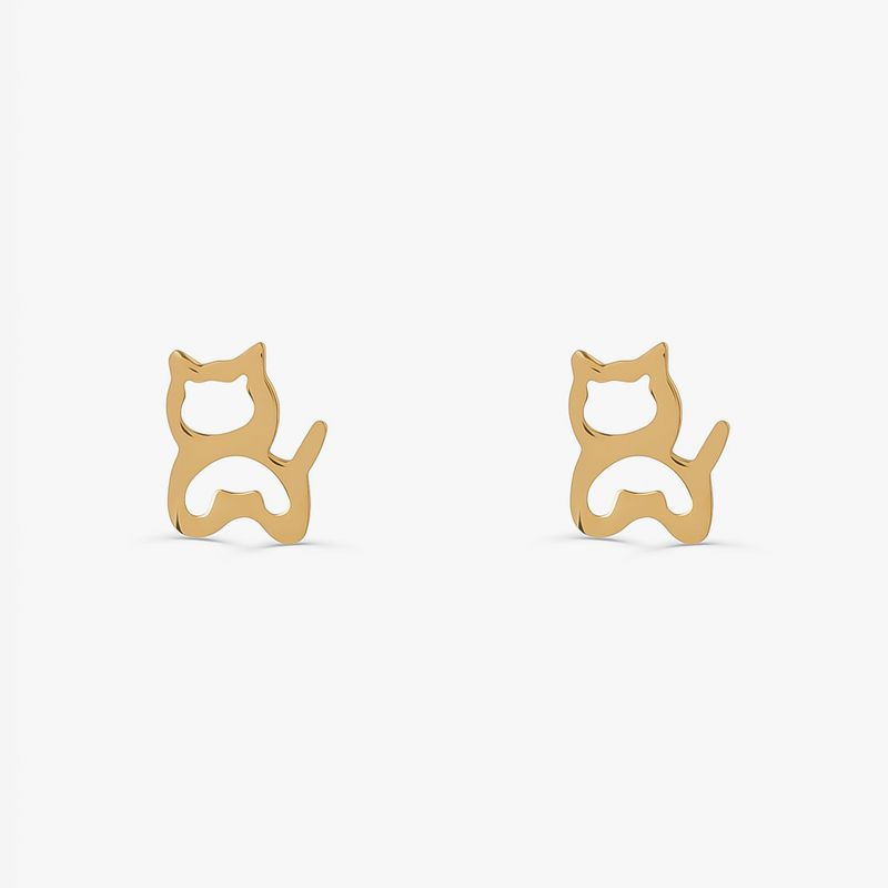 Brinco Gatinho em Ouro Amarelo Brinco Gatinho em Ouro Amarelo