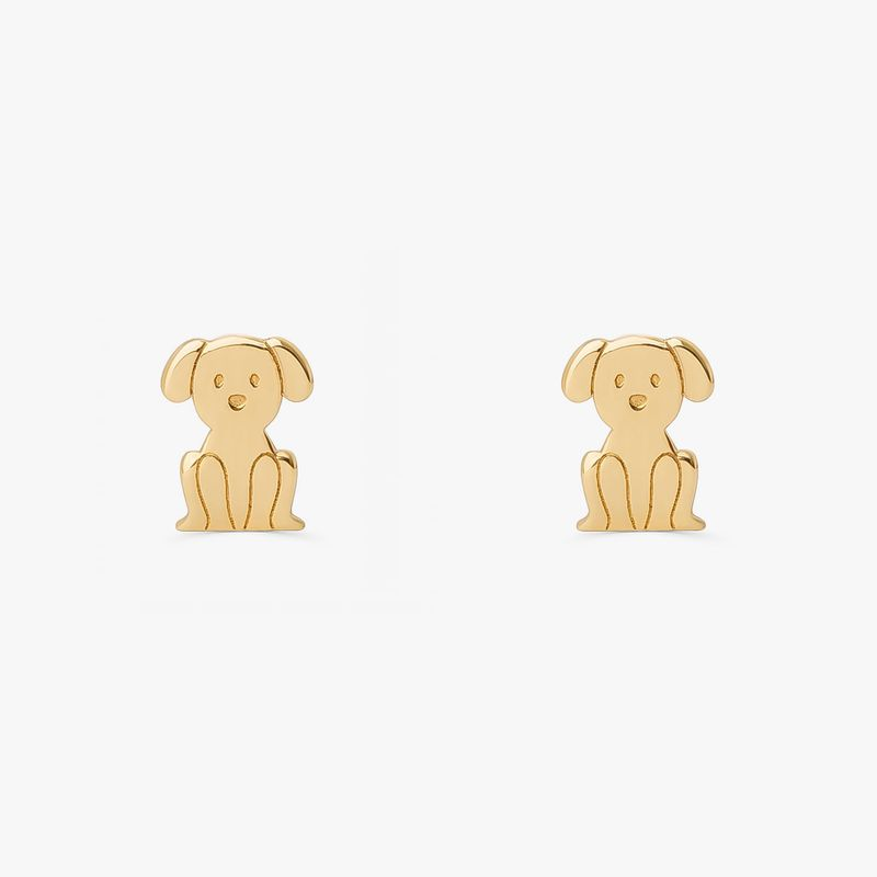 Brinco Cachorro em Ouro Amarelo 18k Brinco Cachorro em Ouro Amarelo 18k