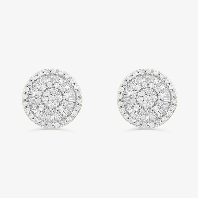 Brinco Stud com Diamantes em Ouro Amarelo 18k - 14 mm Brinco Stud com Diamantes em Ouro Amarelo 18k - 14 mm