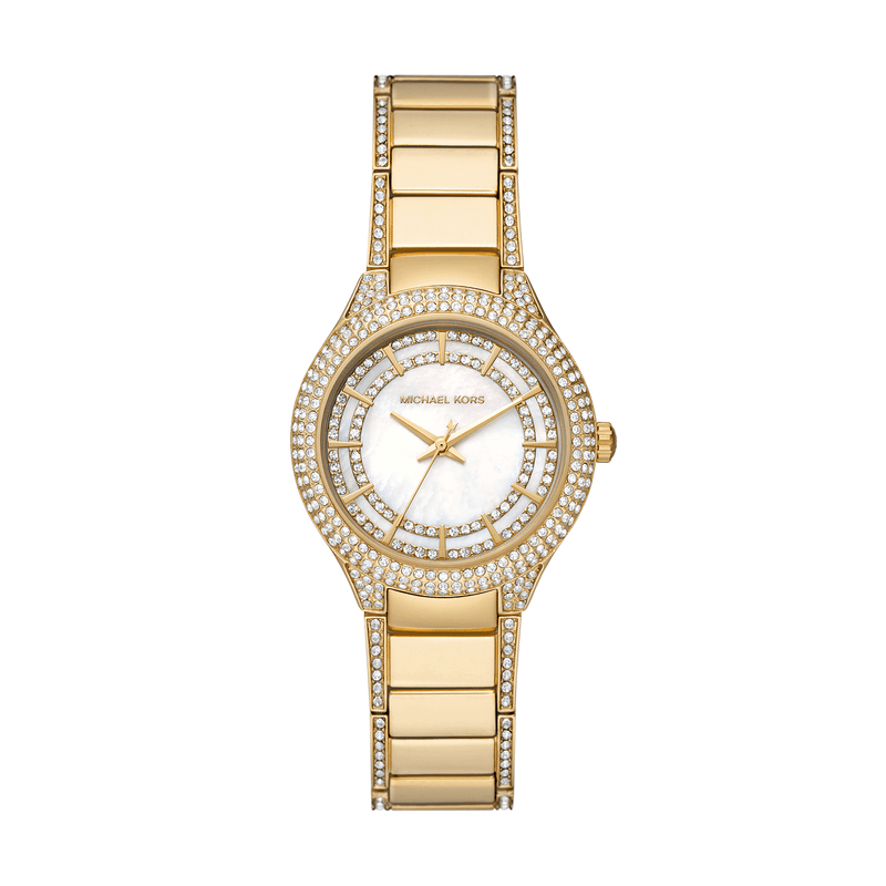 Relógio Michael Kors Feminino em Aço Dourado com Cristais e Madrepérola MK4655 Relógio Michael Kors Feminino em Aço Dourado com Cristais e Madrepérola MK4655