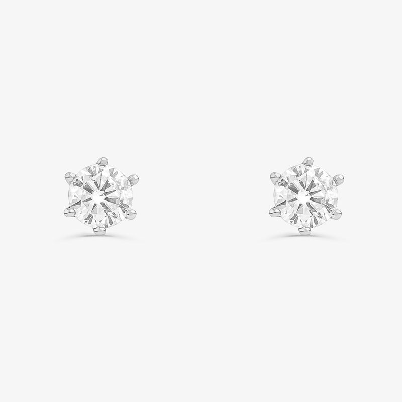 Brinco Solitário em Ouro Branco com 50 Pontos de Diamantes Brinco Solitário em Ouro Branco com 50 Pontos de Diamantes