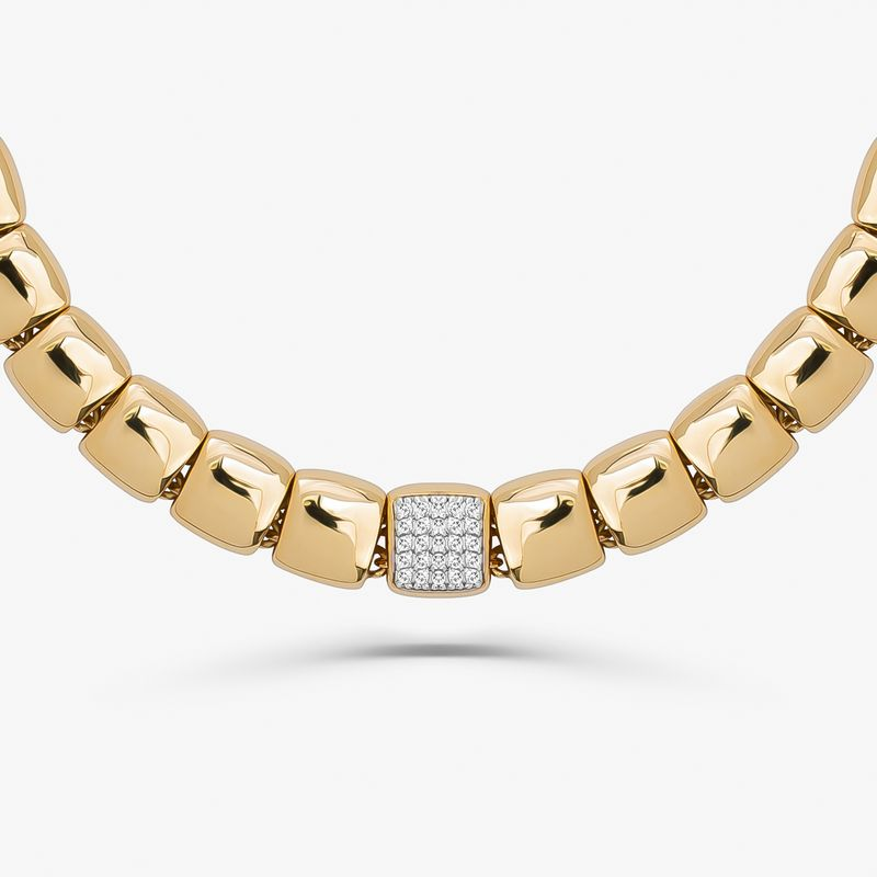 Colar Articulado com Pavê de Diamantes em Ouro Amarelo 18k