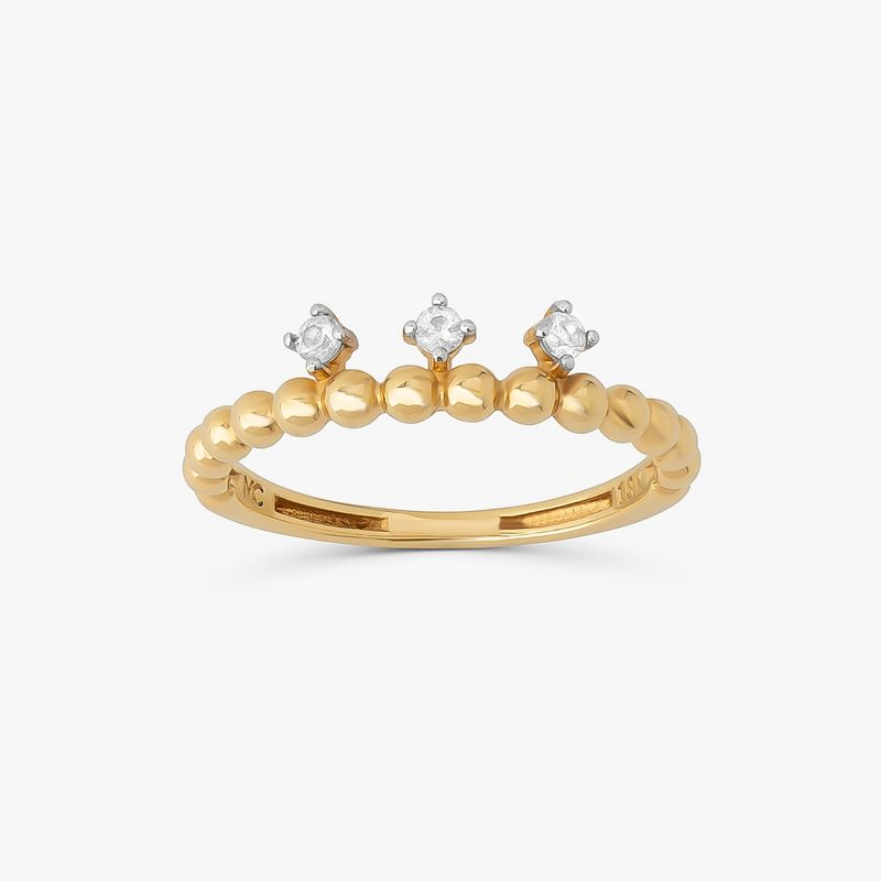 Anel Solitário com Topázio Incolor em Ouro Amarelo 18k
