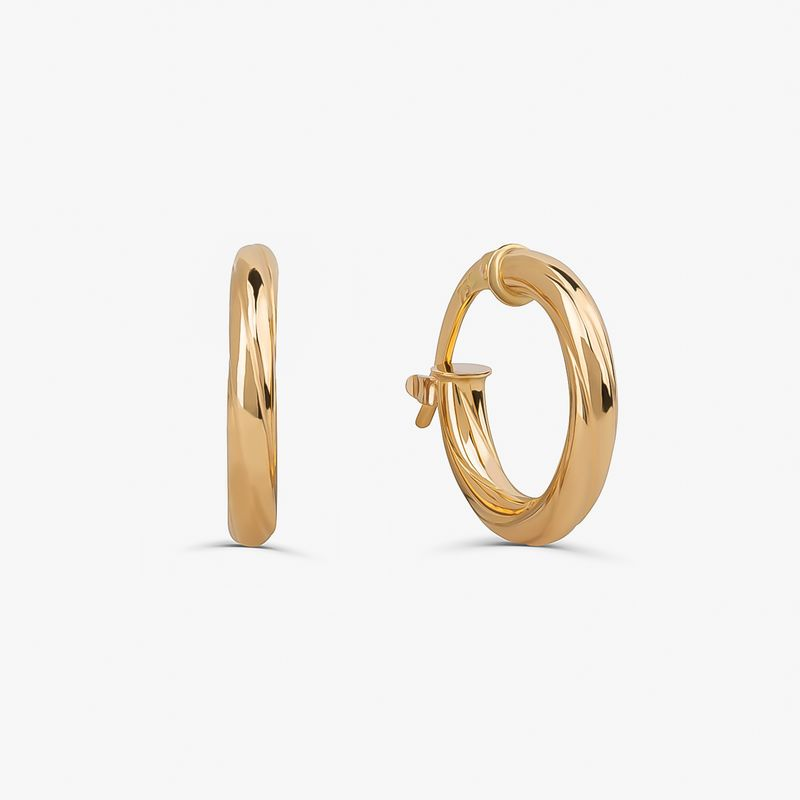 Brinco Argola Trabalhada Fio Redondo em Ouro Amarelo 18k - 10 mm Brinco Argola Trabalhada Fio Redondo em Ouro Amarelo 18k - 10 mm
