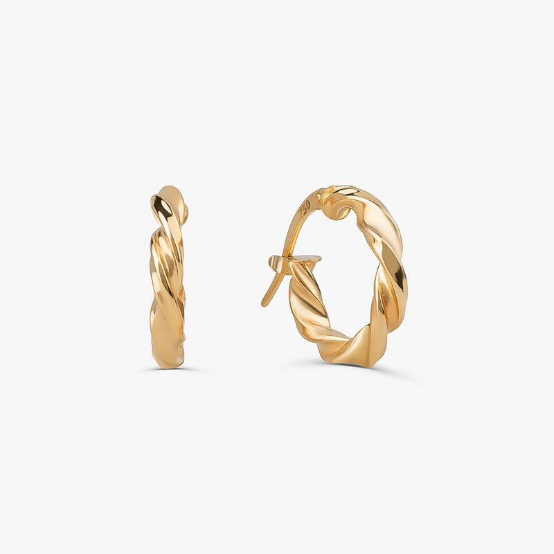 Brinco Argola Torcida Fio Redondo em Ouro Amarelo 18k - 10 mm Brinco Argola Torcida Fio Redondo em Ouro Amarelo 18k - 10 mm