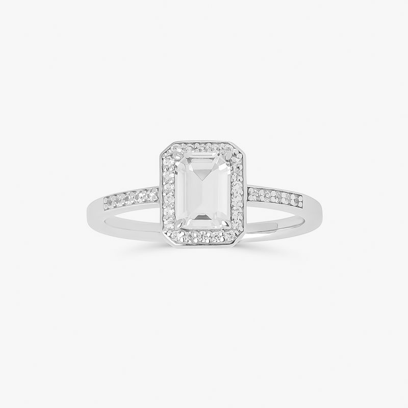 Anel com Quartzo e Safira em Prata 925 Anel com Quartzo e Safira em Prata 925