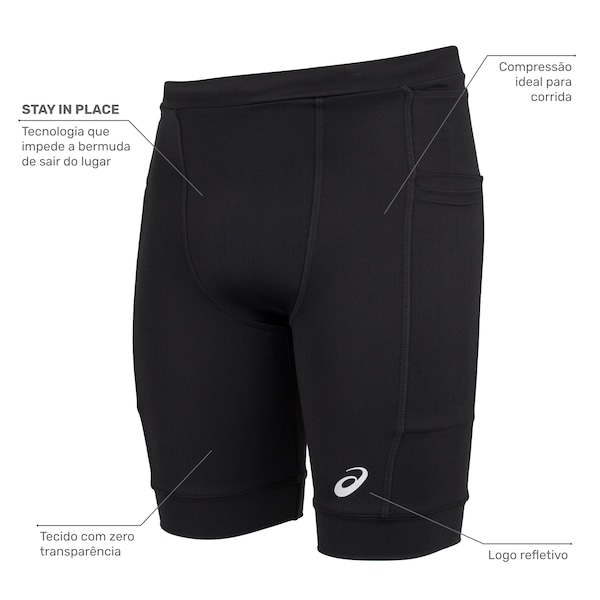 Bermuda ASICS Run Science 5 Bolsos Masculina Bermuda ASICS Run Science 5 Bolsos Masculina