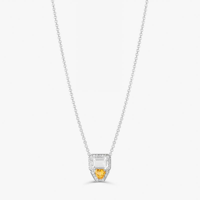 Colar Duplo com Citrino, Quartzo e Safira em Prata 925 Colar Duplo com Citrino, Quartzo e Safira em Prata 925