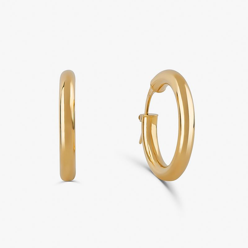 Brinco Argola Fio Redondo em Ouro Amarelo 18k - 15 mm Brinco Argola Fio Redondo em Ouro Amarelo 18k - 15 mm