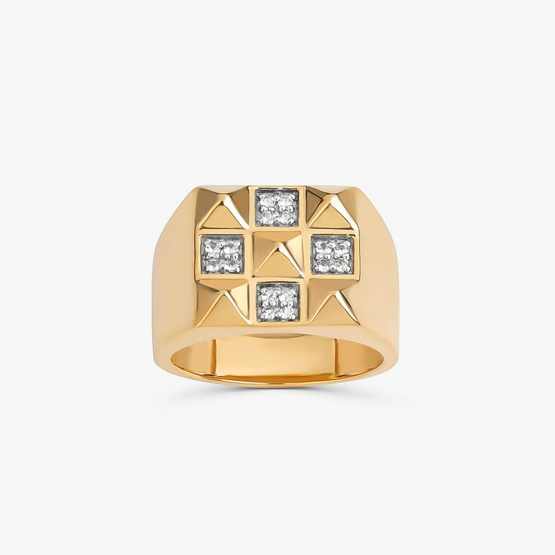 Anel Spikes com Topázio em Prata 925 com Banho de Ouro Amarelo 18k