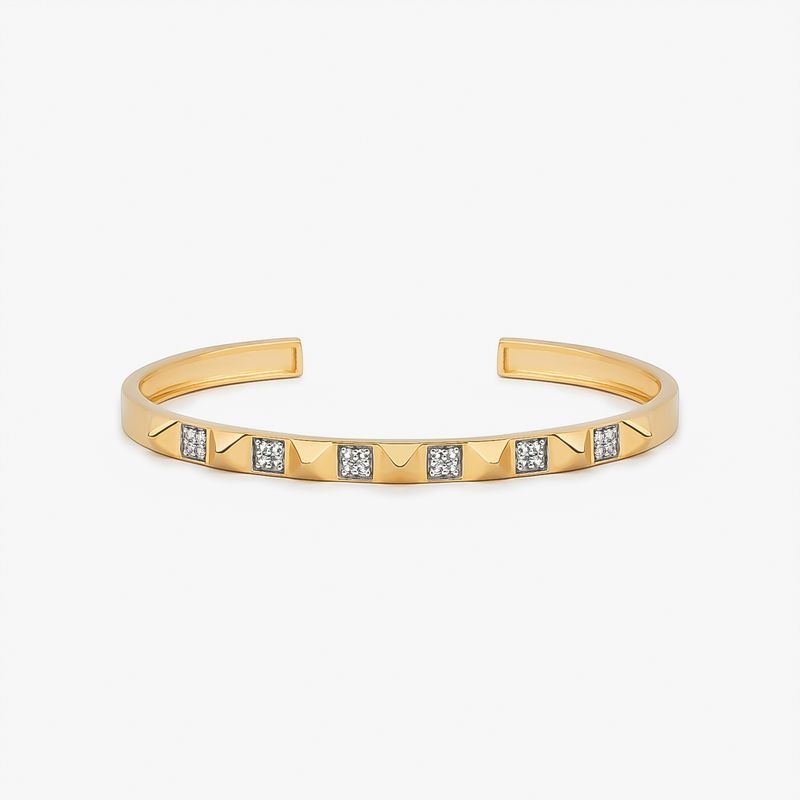 Pulseira Rígida Spikes com Topázio em Prata 925 com Banho de Ouro Amarelo 18k - 17 cm Pulseira Rígida Spikes com Topázio em Prata 925 com Banho de Ouro Amarelo 18k - 17 cm
