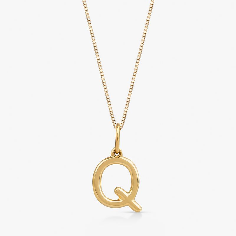 Pingente Letra Q em Ouro Amarelo 18k Pingente Letra Q em Ouro Amarelo 18k