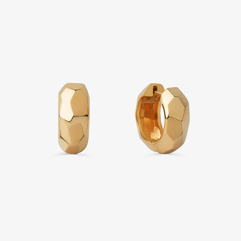 Brinco Argola Bombée em Prata 925 com Banho de Ouro Amarelo 18k Brinco Argola Bombée em Prata 925 com Banho de Ouro Amarelo 18k