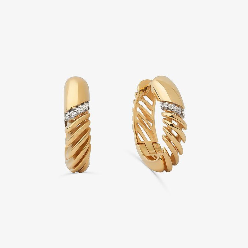Brinco Argola com Diamantes em Ouro Amarelo 18k Brinco Argola com Diamantes em Ouro Amarelo 18k