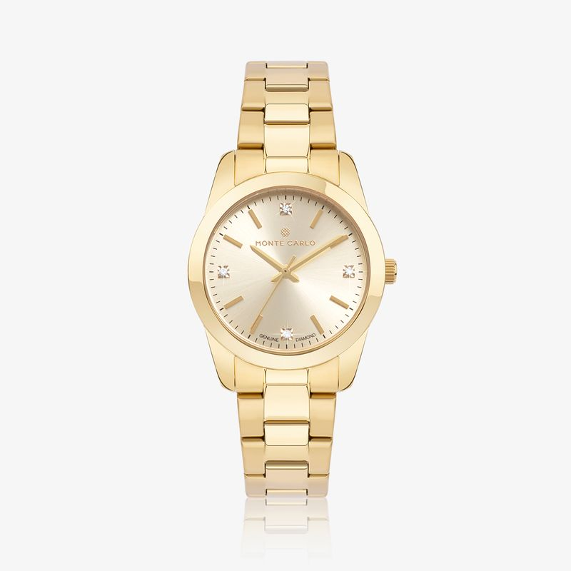 Relógio Monte Carlo Diamond Feminino em Aço Dourado com 06 Pontos de Diamante Relógio Monte Carlo Diamond Feminino em Aço Dourado com 06 Pontos de Diamante