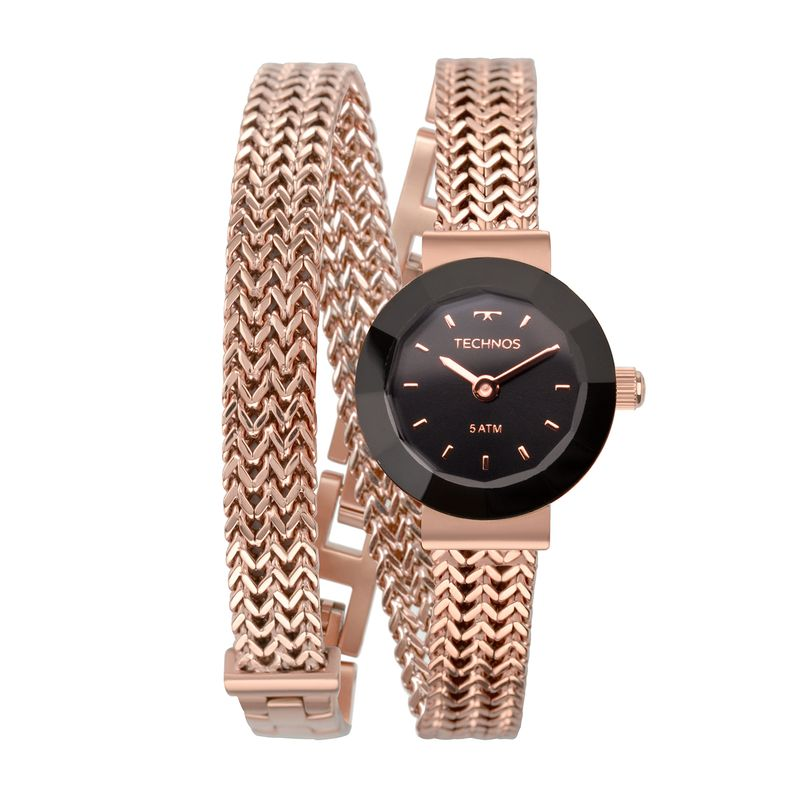 Relógio Technos Feminino em Aço Rosé Com Pulseira Dupla 5Y20IR/4P Relógio Technos Feminino em Aço Rosé Com Pulseira Dupla 5Y20IR/4P