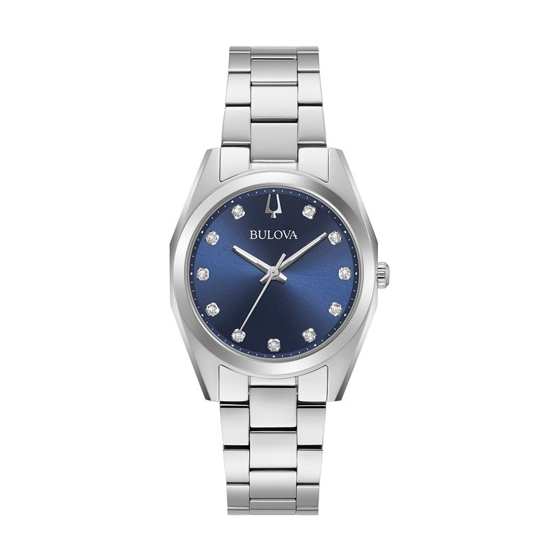 Relógio Bulova Feminino Classic Surveyor com 11 Diamantes em Aço Prateado 96P229 Relógio Bulova Feminino Classic Surveyor com 11 Diamantes em Aço Prateado 96P229
