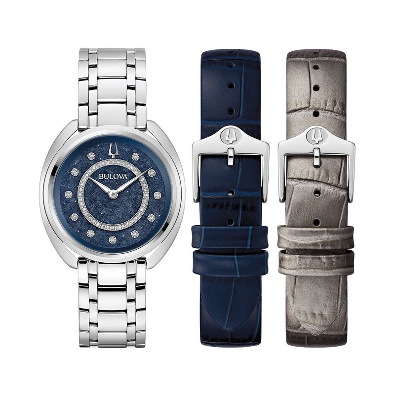 Relógio Bulova Feminino Duality com 52 Diamantes em Aço Prateado com pulseiras extras Relógio Bulova Feminino Duality com 52 Diamantes em Aço Prateado com pulseiras extras